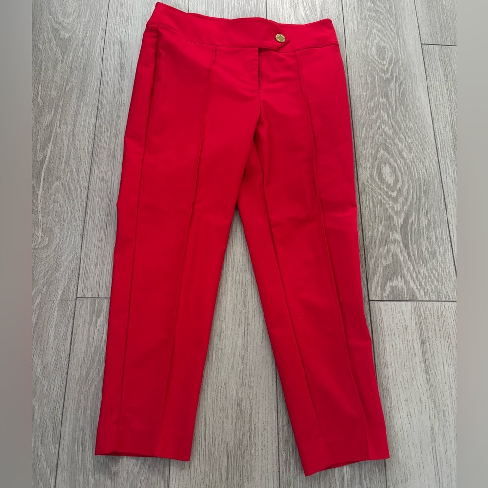 Anne Klein trousers in red with gold tone button detail. EUC.